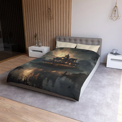 Haunted House Microfiber Duvet Cover Spooky Bedroom Decor Halloween Home Bedding Gothic Style Comforter Dark Aesthetic