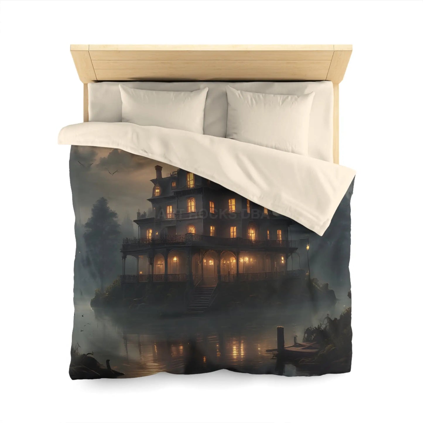 Haunted House Microfiber Duvet Cover Spooky Bedroom Decor Halloween Home Bedding Gothic Style Comforter Dark Aesthetic
