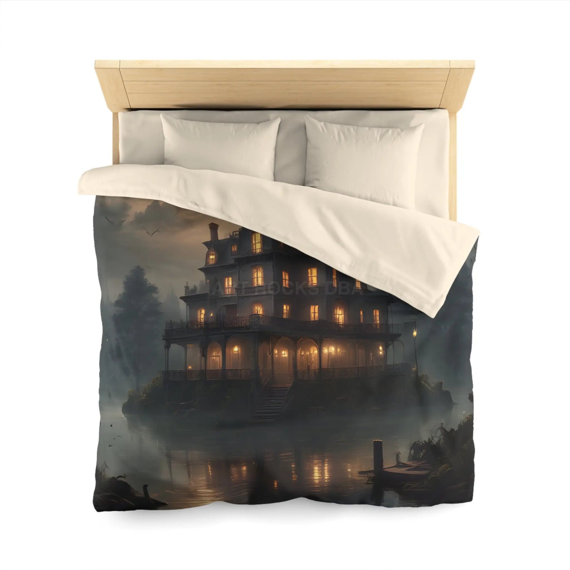 Haunted House Microfiber Duvet Cover Spooky Bedroom Decor Halloween Home Bedding Gothic Style Comforter Dark Aesthetic