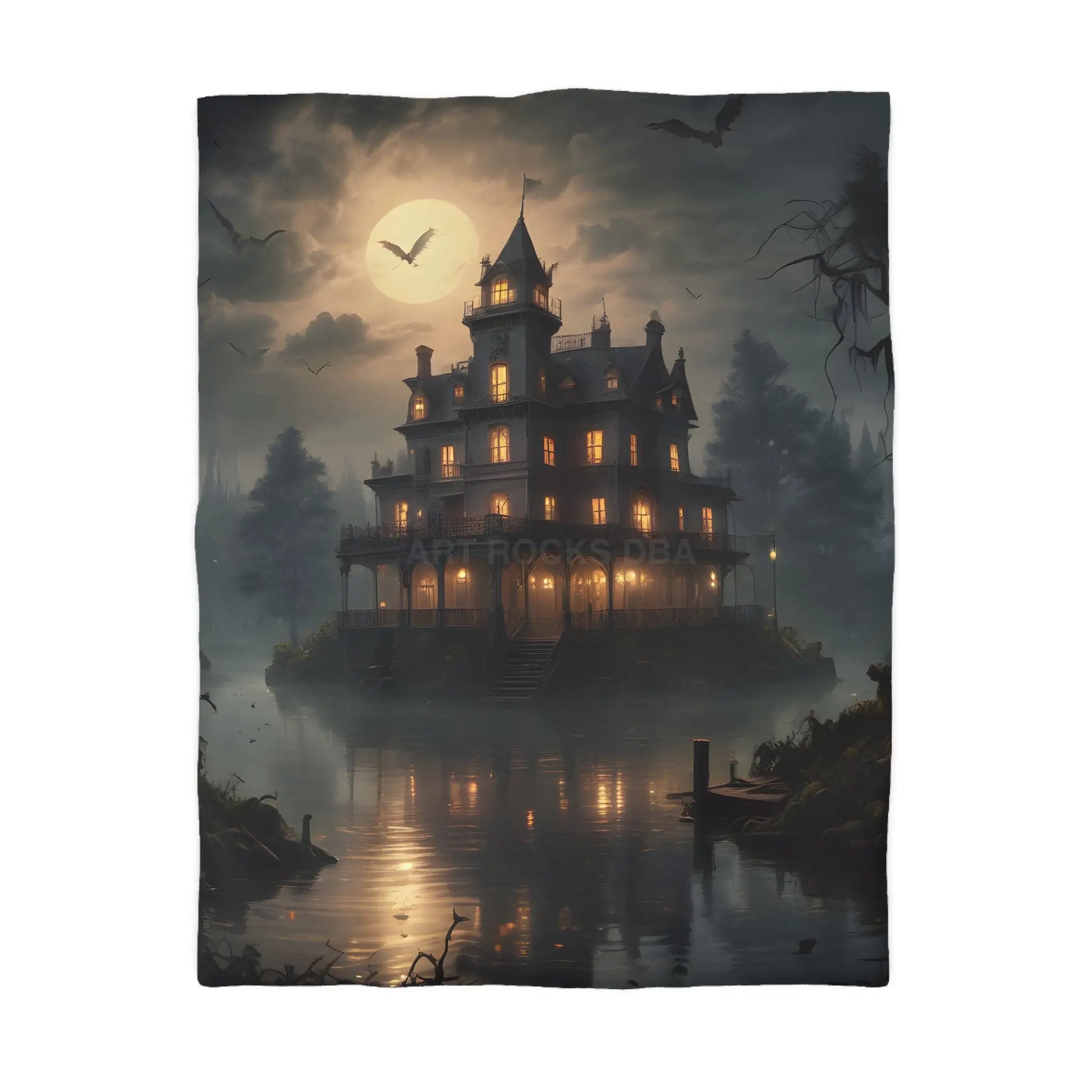Haunted House Microfiber Duvet Cover Spooky Bedroom Decor Halloween Home Bedding Gothic Style Comforter Dark Aesthetic