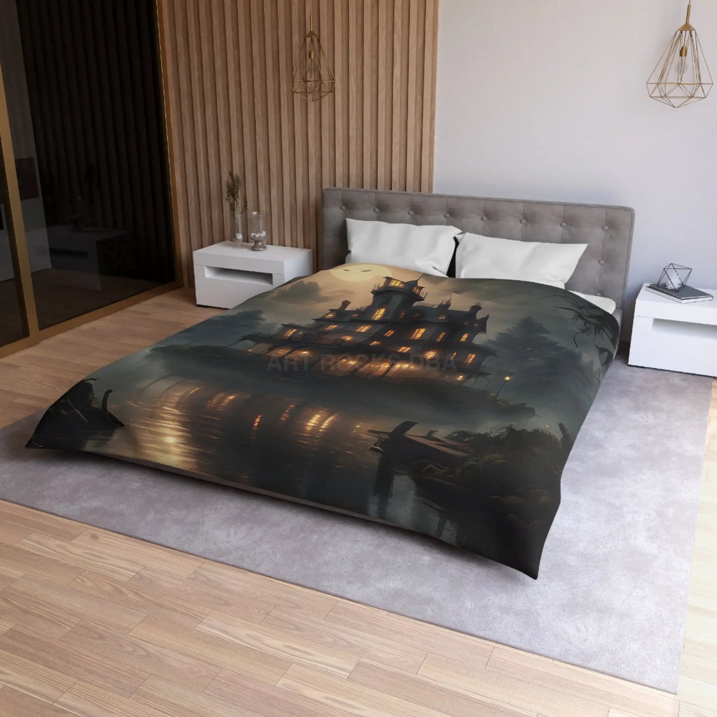 Haunted House Microfiber Duvet Cover Spooky Bedroom Decor Halloween Home Bedding Gothic Style Comforter Dark Aesthetic