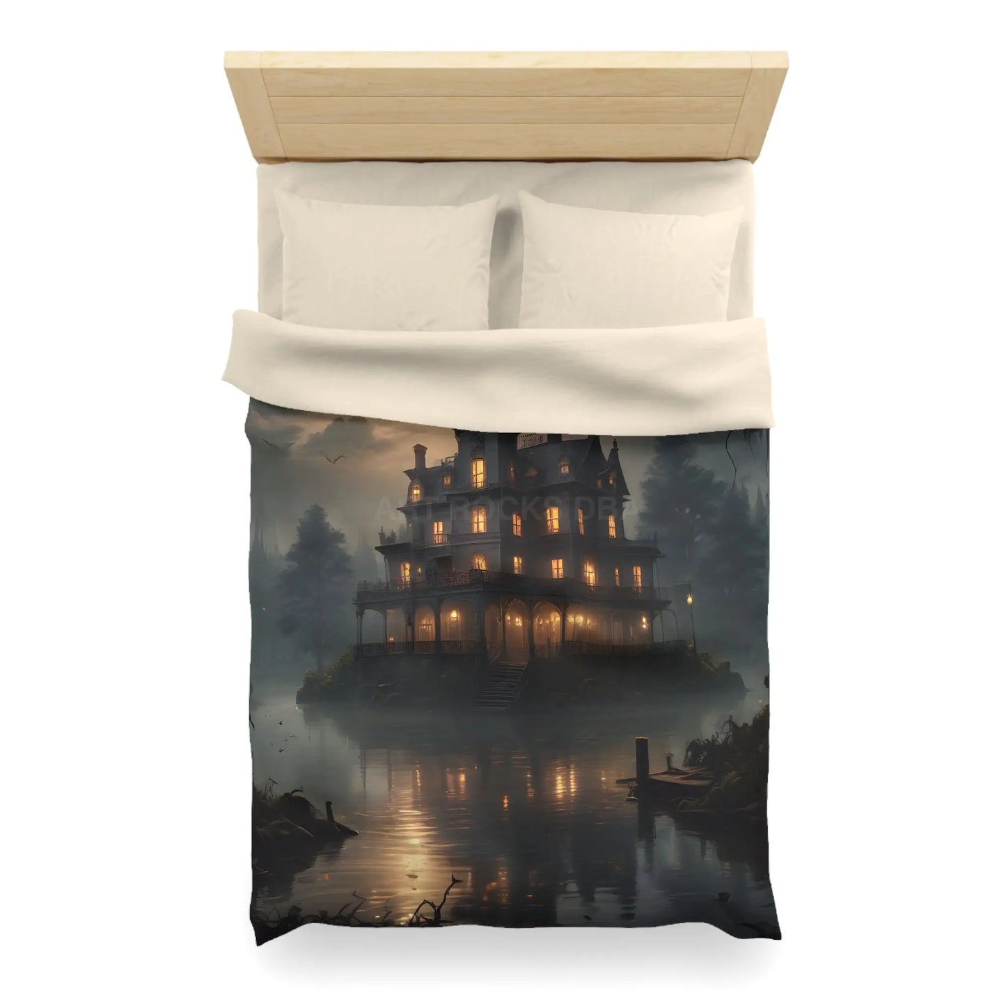Haunted House Microfiber Duvet Cover Spooky Bedroom Decor Halloween Home Bedding Gothic Style Comforter Dark Aesthetic