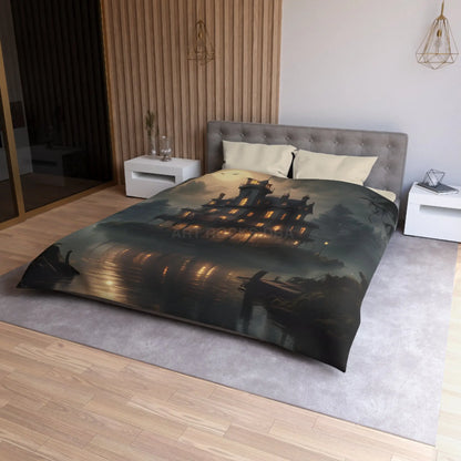 Haunted House Microfiber Duvet Cover Spooky Bedroom Decor Halloween Home Bedding Gothic Style Comforter Dark Aesthetic