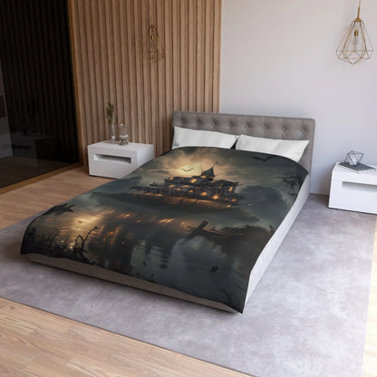 Haunted House Microfiber Duvet Cover Spooky Bedroom Decor Halloween Home Bedding Gothic Style Comforter Dark Aesthetic