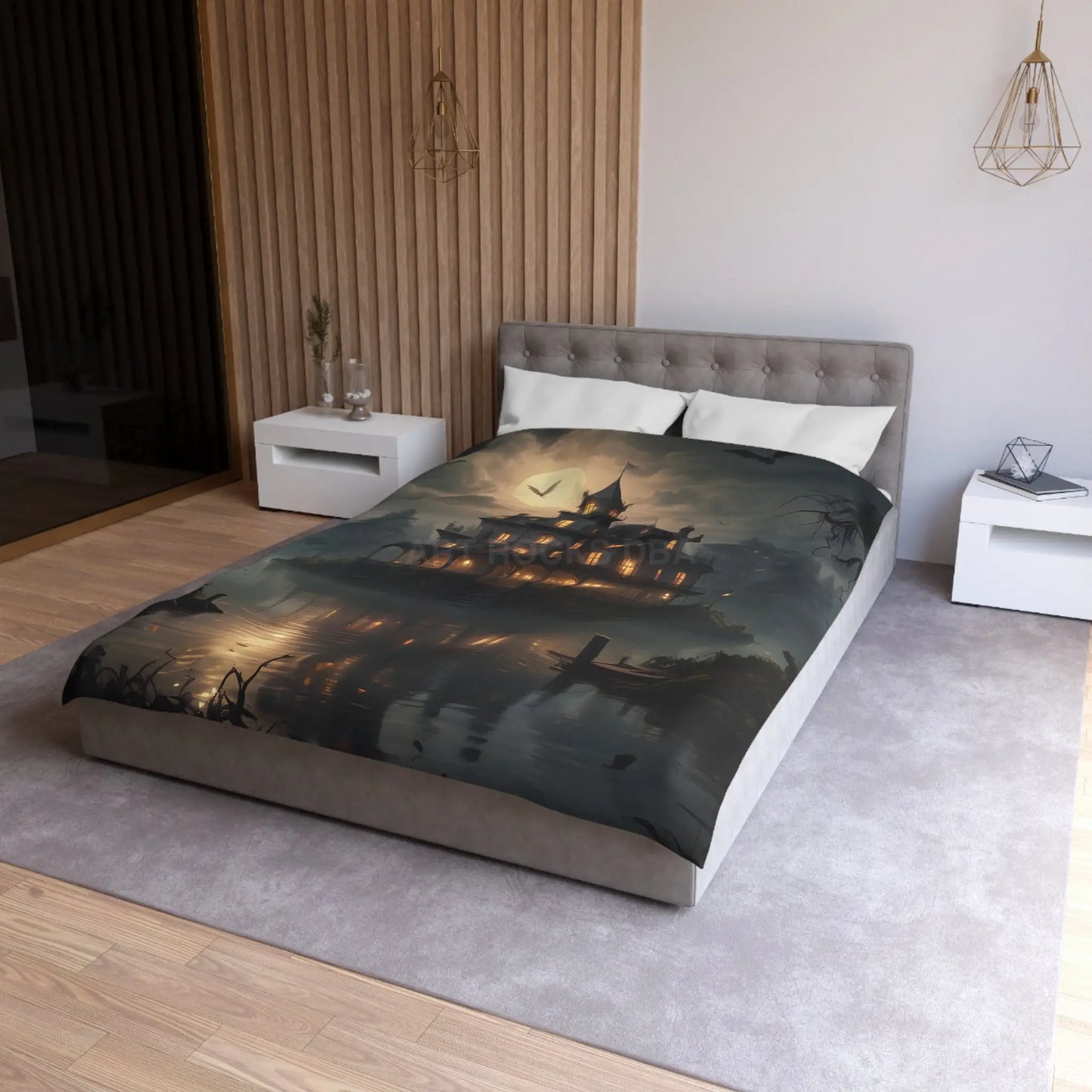 Haunted House Microfiber Duvet Cover Spooky Bedroom Decor Halloween Home Bedding Gothic Style Comforter Dark Aesthetic