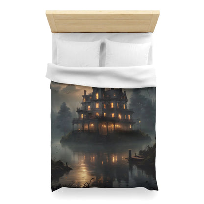 Haunted House Microfiber Duvet Cover Spooky Bedroom Decor Halloween Home Bedding Gothic Style Comforter Dark Aesthetic