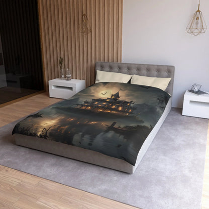 Haunted House Microfiber Duvet Cover Spooky Bedroom Decor Halloween Home Bedding Gothic Style Comforter Dark Aesthetic