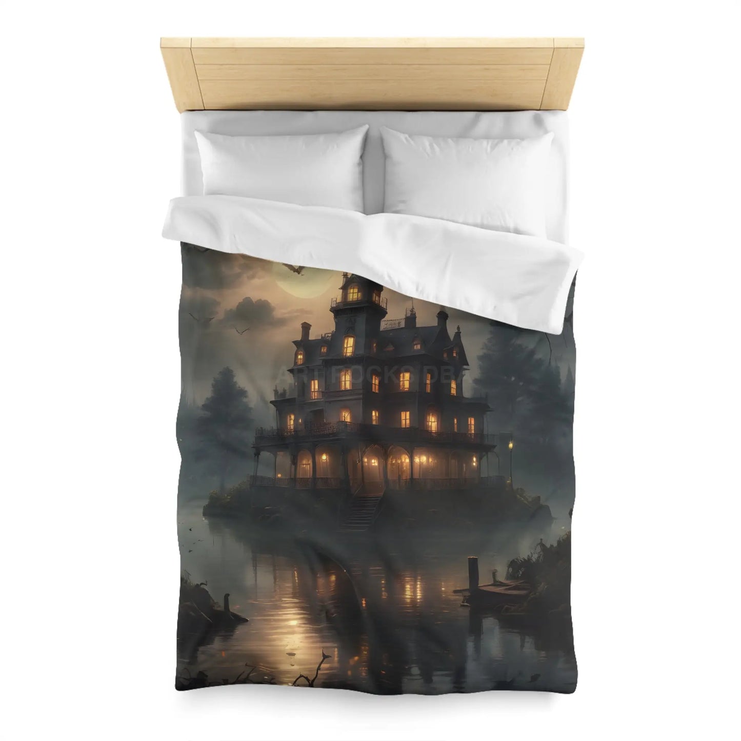 Haunted House Microfiber Duvet Cover Spooky Bedroom Decor Halloween Home Bedding Gothic Style Comforter Dark Aesthetic