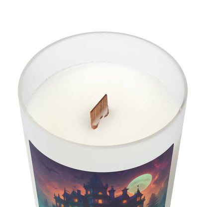 Haunted Manor Frosted Glass Candle — Spooky Halloween 11oz Candle - Home Decor