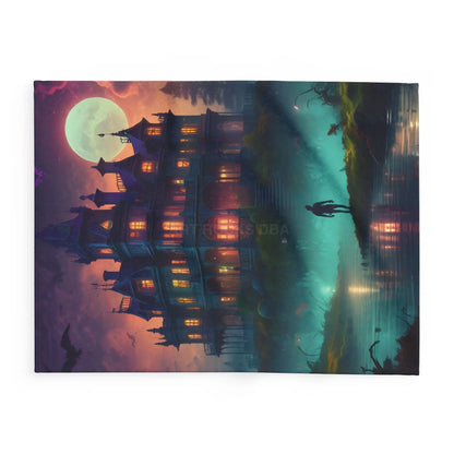 Haunted Mansion in Lagoon Arctic Fleece Blanket Cozy Throw for Halloween Home Decor Gift for Cold Nights Ghostly Vibes
