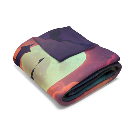 Haunted Mansion in Lagoon Arctic Fleece Blanket Cozy Throw for Halloween Home Decor Gift for Cold Nights Ghostly Vibes