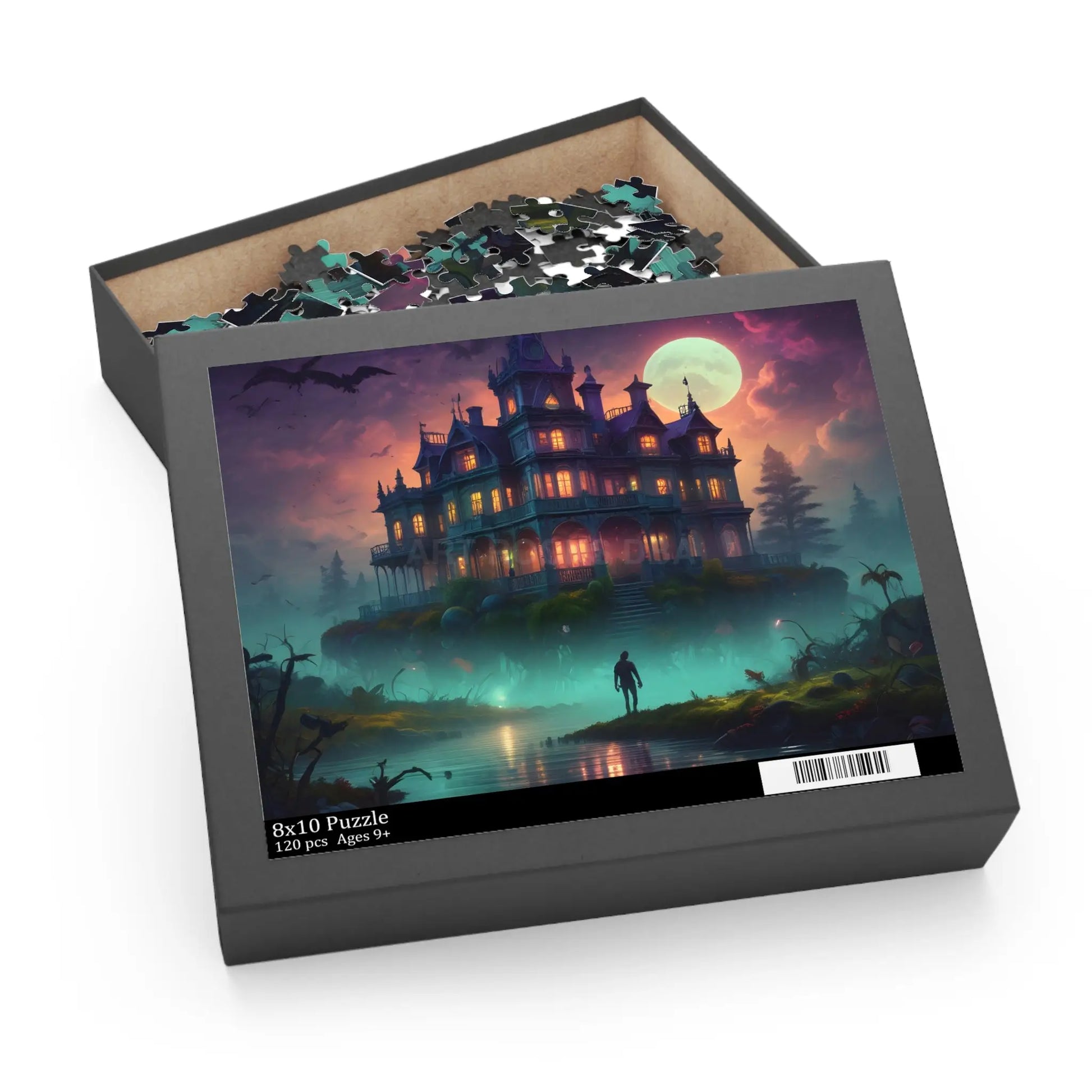 Haunted Mansion Puzzle — Spooky Moonlit 120/252/500-Piece Jigsaw - 10’’ × 8’’ (120 pcs) - Puzzle