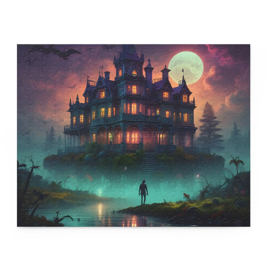 Haunted Mansion Puzzle — Spooky Moonlit 120/252/500-Piece Jigsaw - 14’’ × 11’’ (252 pcs) - Puzzle