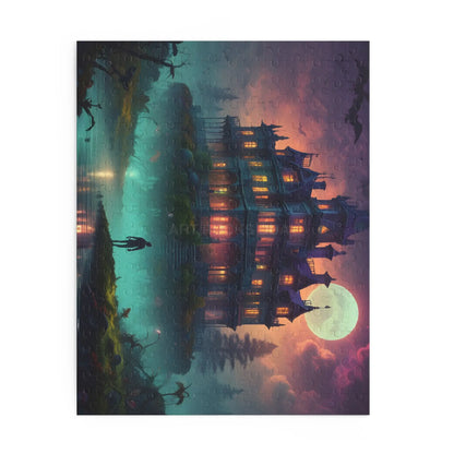 Haunted Mansion Puzzle — Spooky Moonlit 120/252/500-Piece Jigsaw - Puzzle