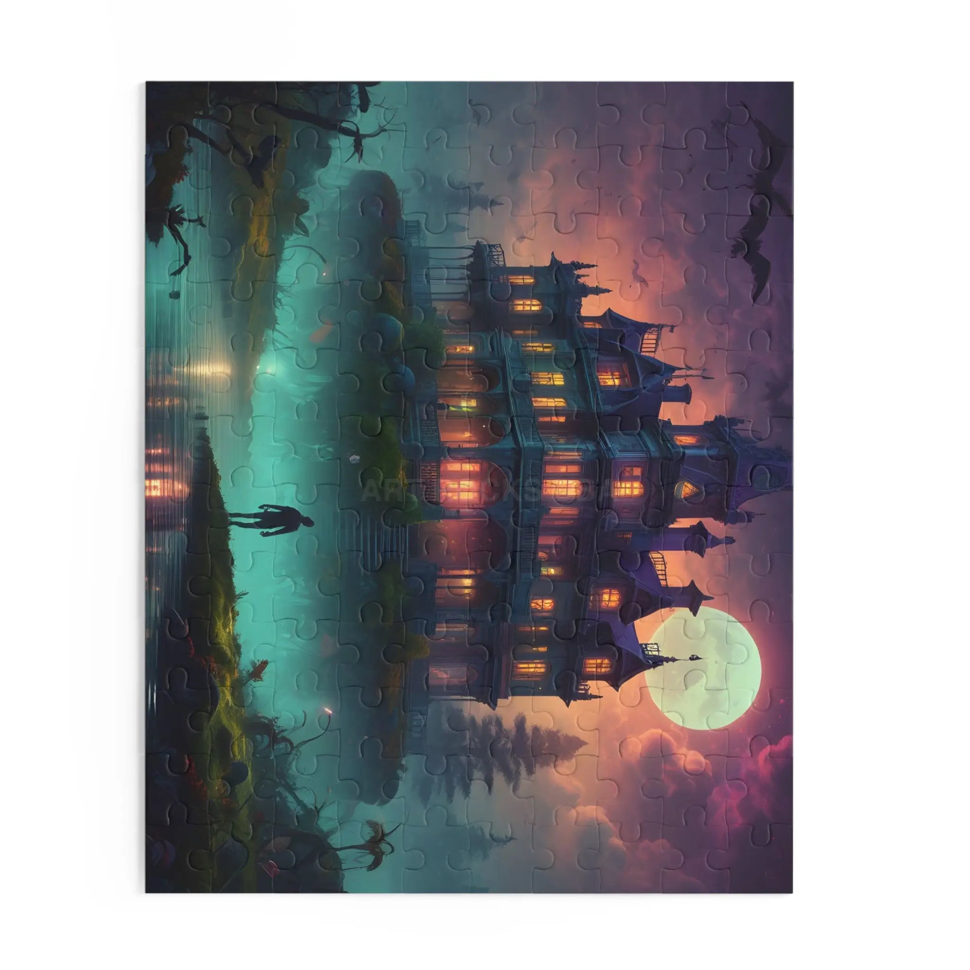 Haunted Mansion Puzzle — Spooky Moonlit 120/252/500-Piece Jigsaw - Puzzle