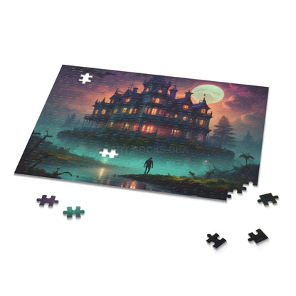 Haunted Mansion Puzzle — Spooky Moonlit 120/252/500-Piece Jigsaw - Puzzle