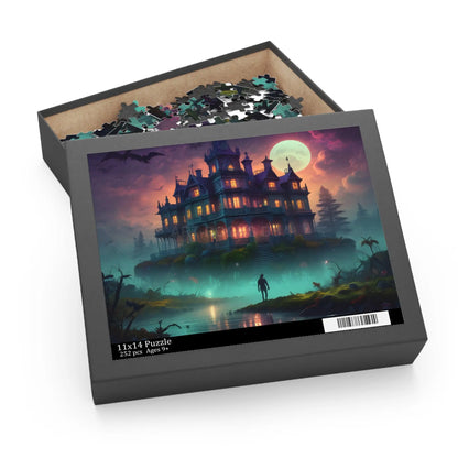 Haunted Mansion Puzzle — Spooky Moonlit 120/252/500-Piece Jigsaw - Puzzle