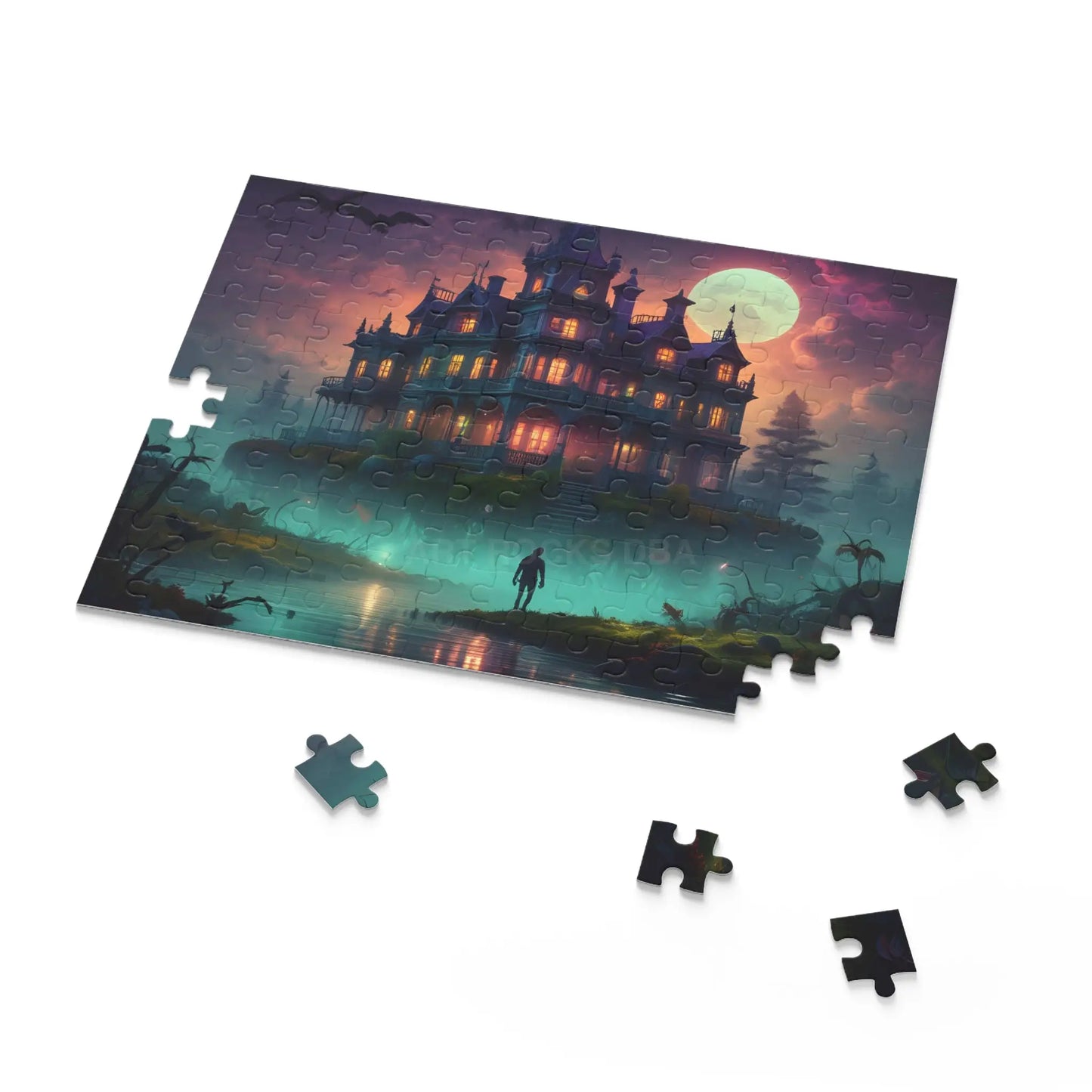 Haunted Mansion Puzzle — Spooky Moonlit 120/252/500-Piece Jigsaw - Puzzle