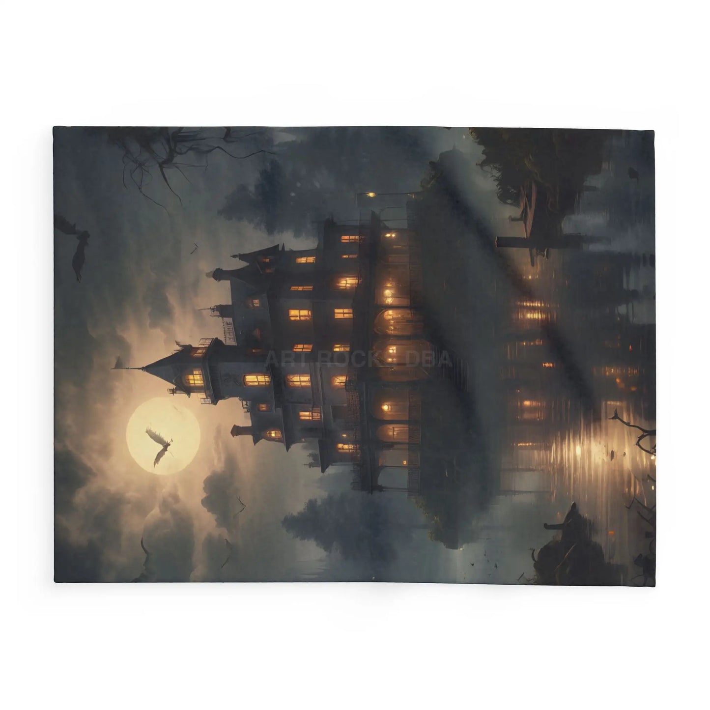 Haunting Moonlight Fleece Blanket - Cozy Home Decor Halloween Gift Ghostly Vibes Art Blanket Halloween Decor - Home