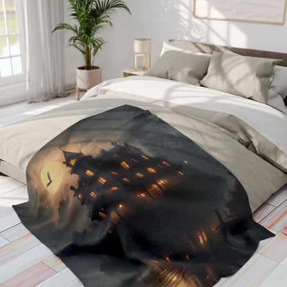 Haunting Moonlight Fleece Blanket - Cozy Home Decor Halloween Gift Ghostly Vibes Art Blanket Halloween Decor - Home