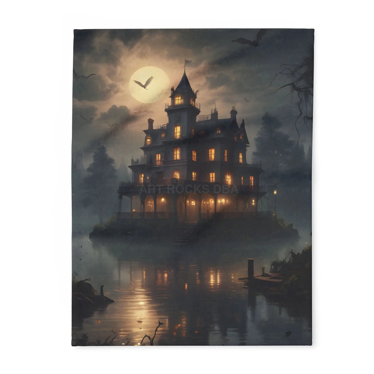 Haunting Moonlight Fleece Blanket - Cozy Home Decor Halloween Gift Ghostly Vibes Art Blanket Halloween Decor - 30’’ ×