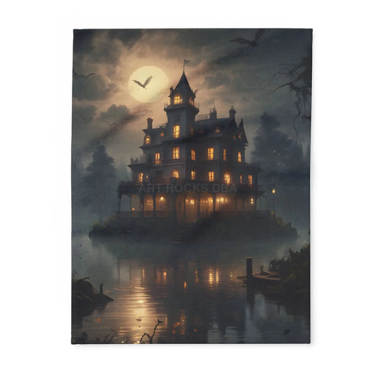 Haunting Moonlight Fleece Blanket - Cozy Home Decor Halloween Gift Ghostly Vibes Art Blanket Halloween Decor - 30’’ ×