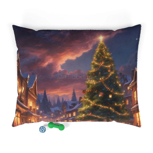 Holiday Christmas Tree Pet Bed — Festive Plush Dog & Cat Sleep Mat - 50’’ × 40’’ - Pets