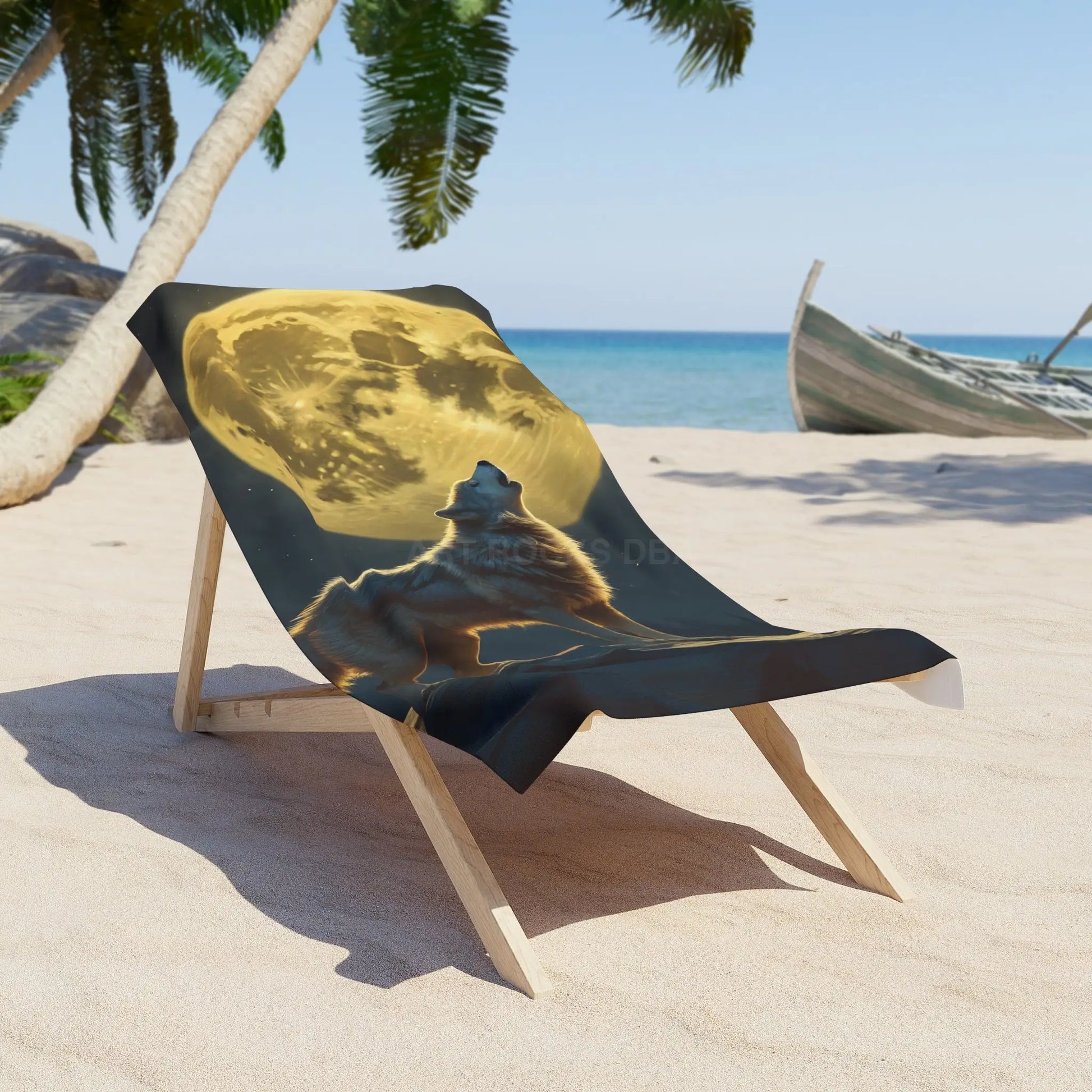 Howling Wolf Beach Towel - 30’’ × 60’’ - Home Decor