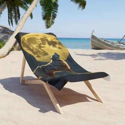 Howling Wolf Beach Towel - 30’’ × 60’’ - Home Decor