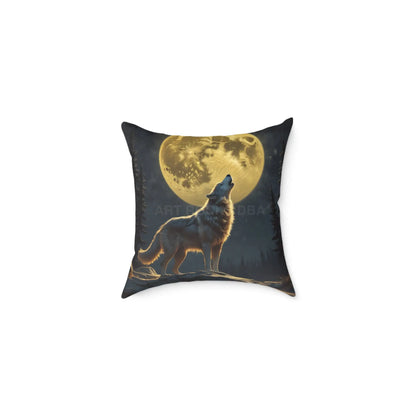 Howling Wolf Decor Pillow Square Canvas Cushion for Animal Lovers Moonlight Accent for Home Cozy Gift for Birthdays