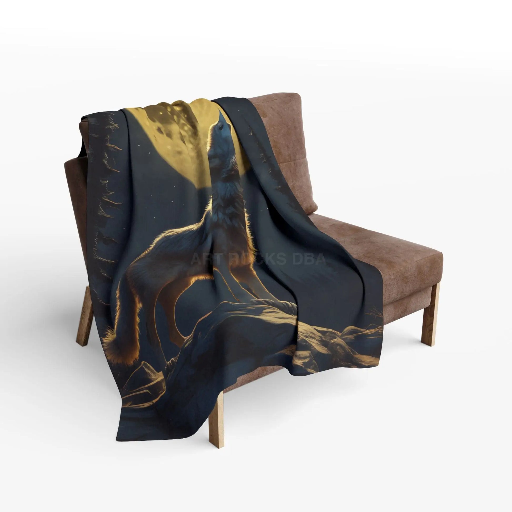 Howling Wolf Fleece Blanket Cozy Home Decor Gift for Nature Lovers Moonlit Bedroom Accent Camping Essential - Home Decor