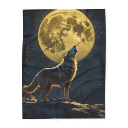Howling Wolf Fleece Blanket Cozy Home Decor Gift for Nature Lovers Moonlit Bedroom Accent Camping Essential - 60’’ ×
