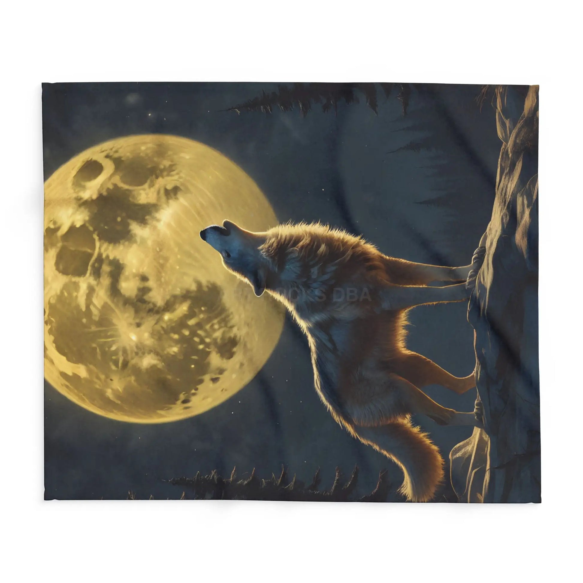 Howling Wolf Fleece Blanket Cozy Home Decor Gift for Nature Lovers Moonlit Bedroom Accent Camping Essential - Home Decor