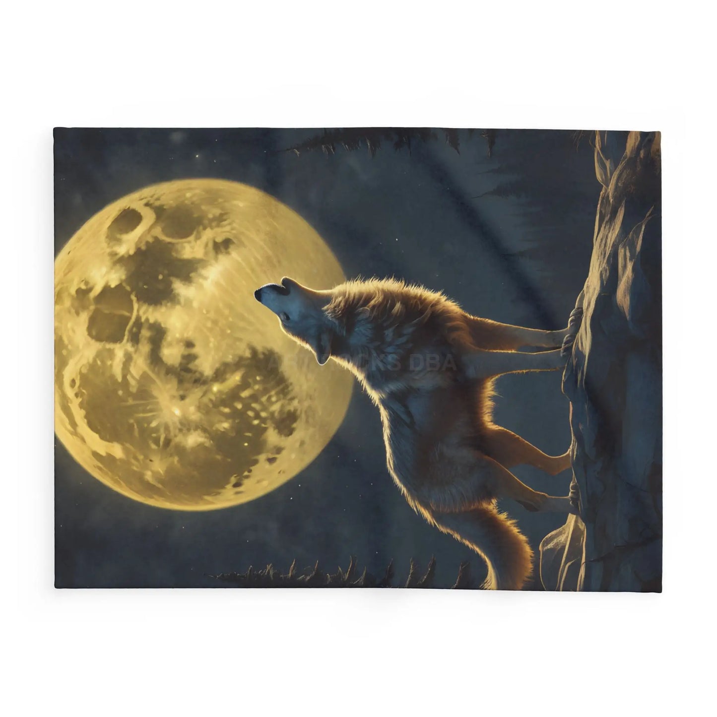 Howling Wolf Fleece Blanket Cozy Home Decor Gift for Nature Lovers Moonlit Bedroom Accent Camping Essential - Home Decor