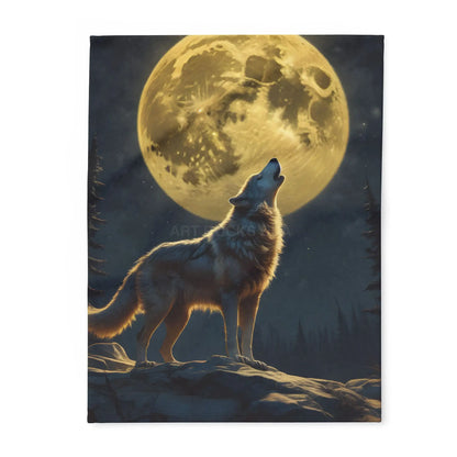 Howling Wolf Fleece Blanket Cozy Home Decor Gift for Nature Lovers Moonlit Bedroom Accent Camping Essential - 30’’ ×