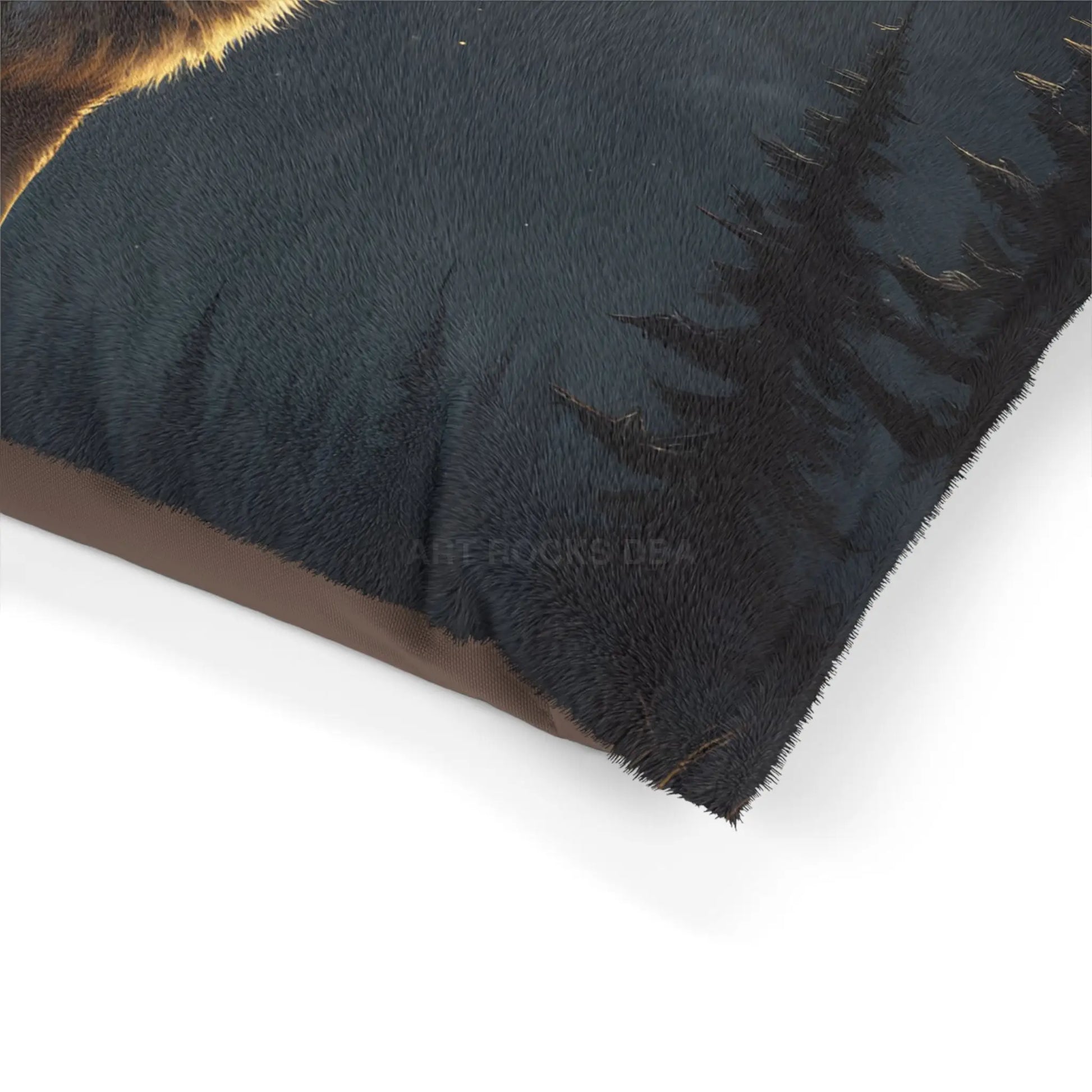 Howling Wolf Moon Pet Bed — Plush Dog & Cat Pillow with Full Moon Forest Design - Pets