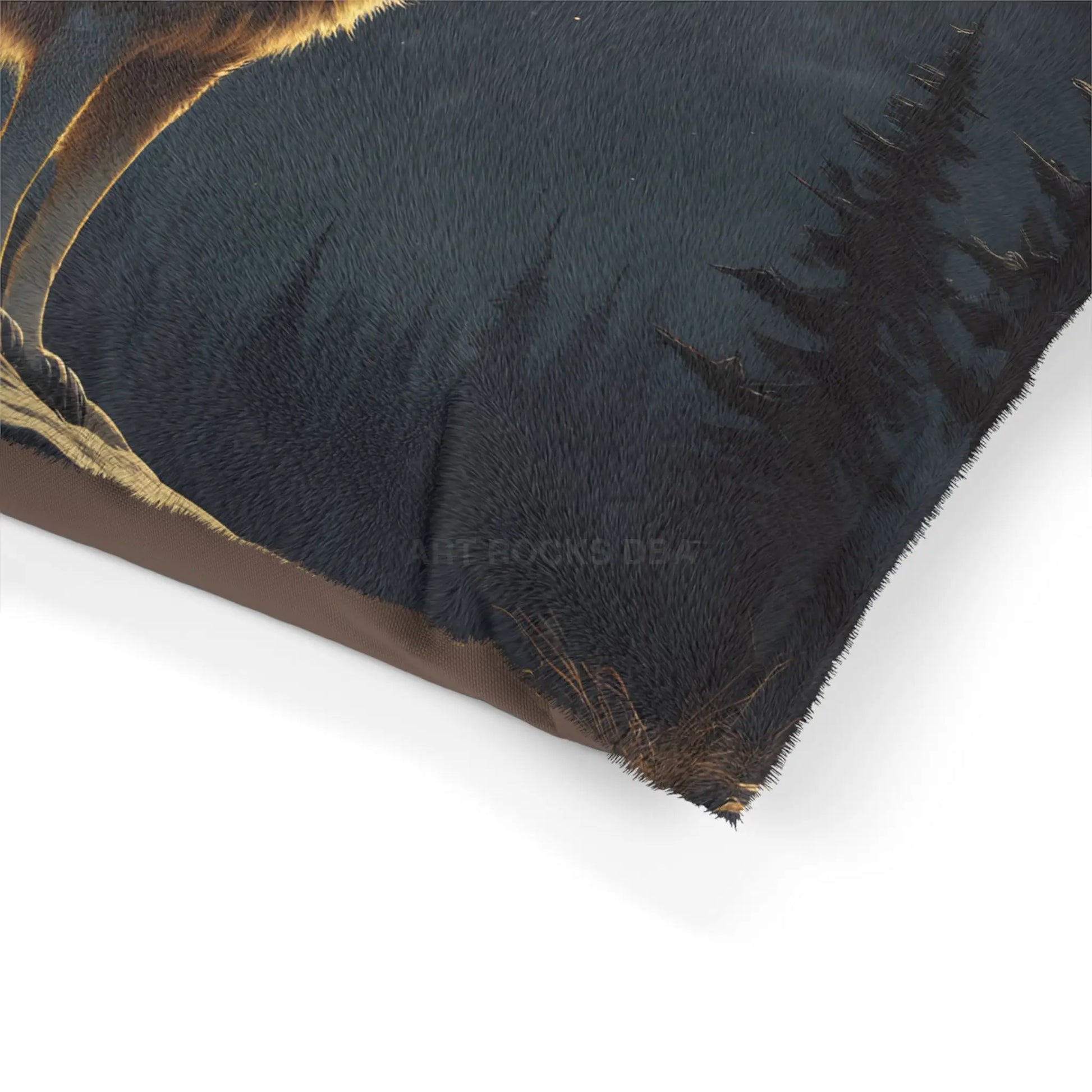 Howling Wolf Moon Pet Bed — Plush Dog & Cat Pillow with Full Moon Forest Design - Pets