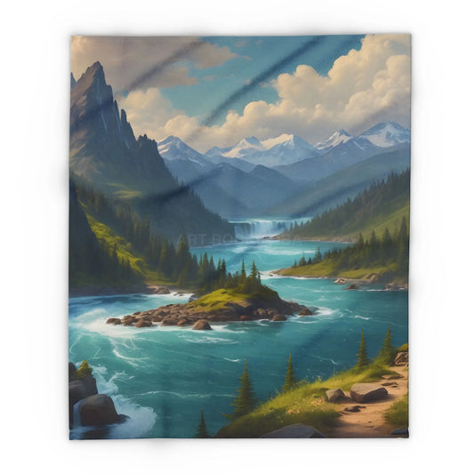 Island in the River Arctic Fleece Blanket - 50’’ × 60’’ - Home Decor
