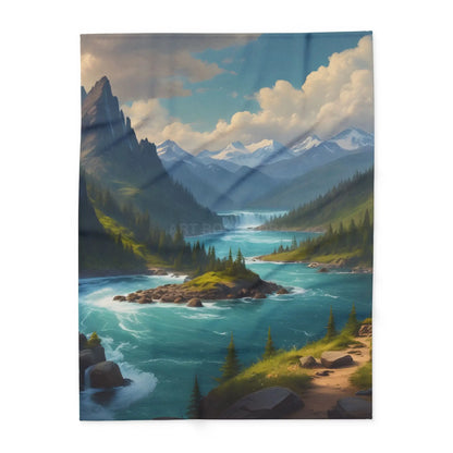 Island in the River Arctic Fleece Blanket - 60’’ × 80’’ - Home Decor