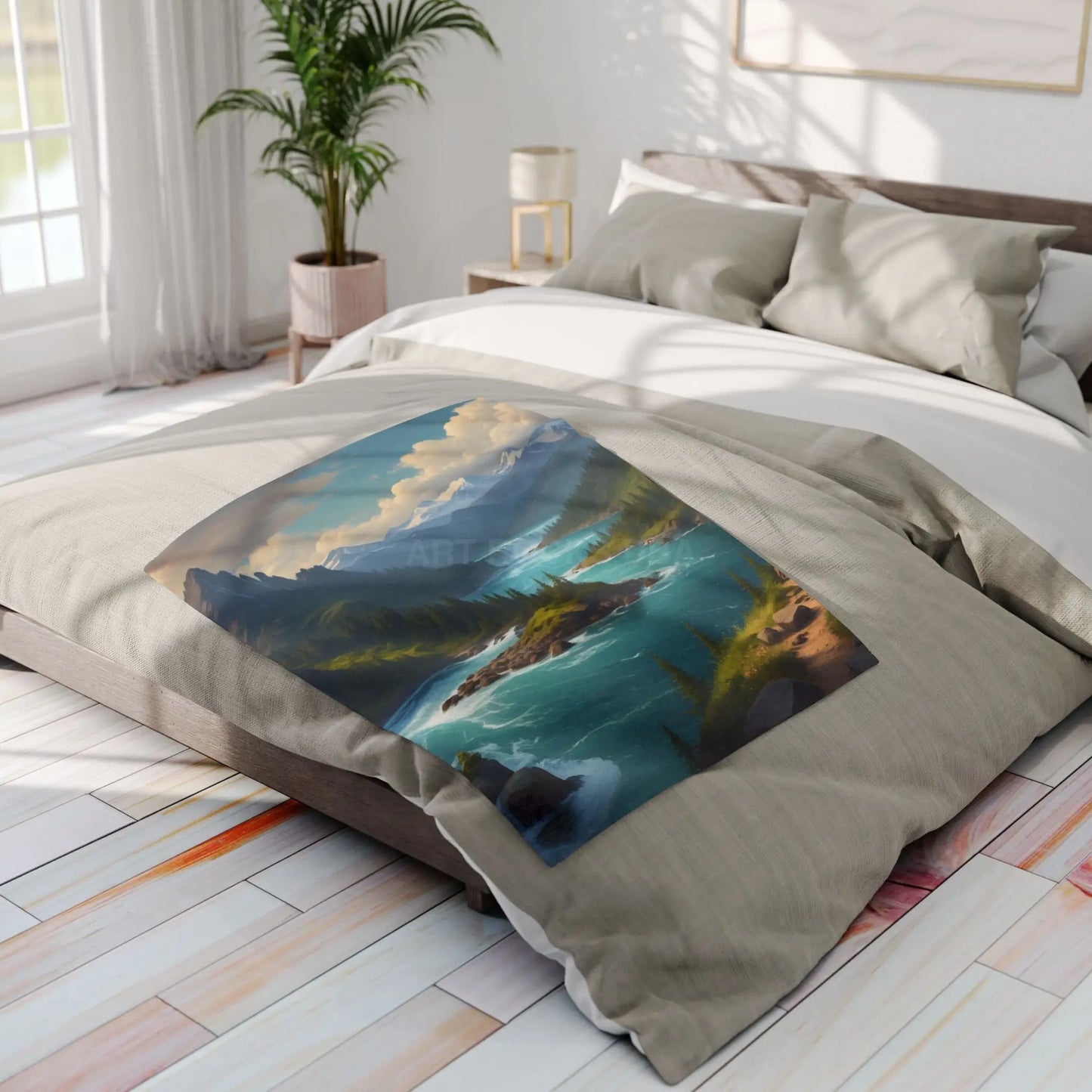 Island in the River Arctic Fleece Blanket - Home Decor