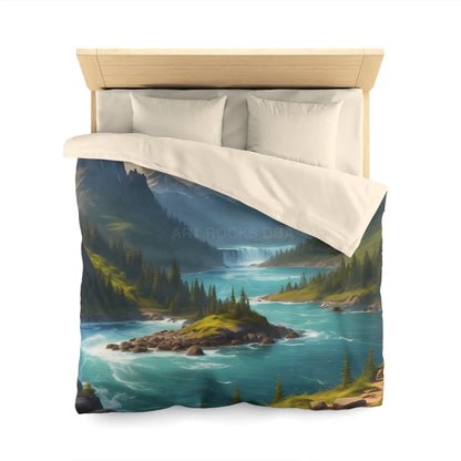 Island in the River Microfiber Duvet Cover - Cozy Nature-Inspired Bedding - Home Decor