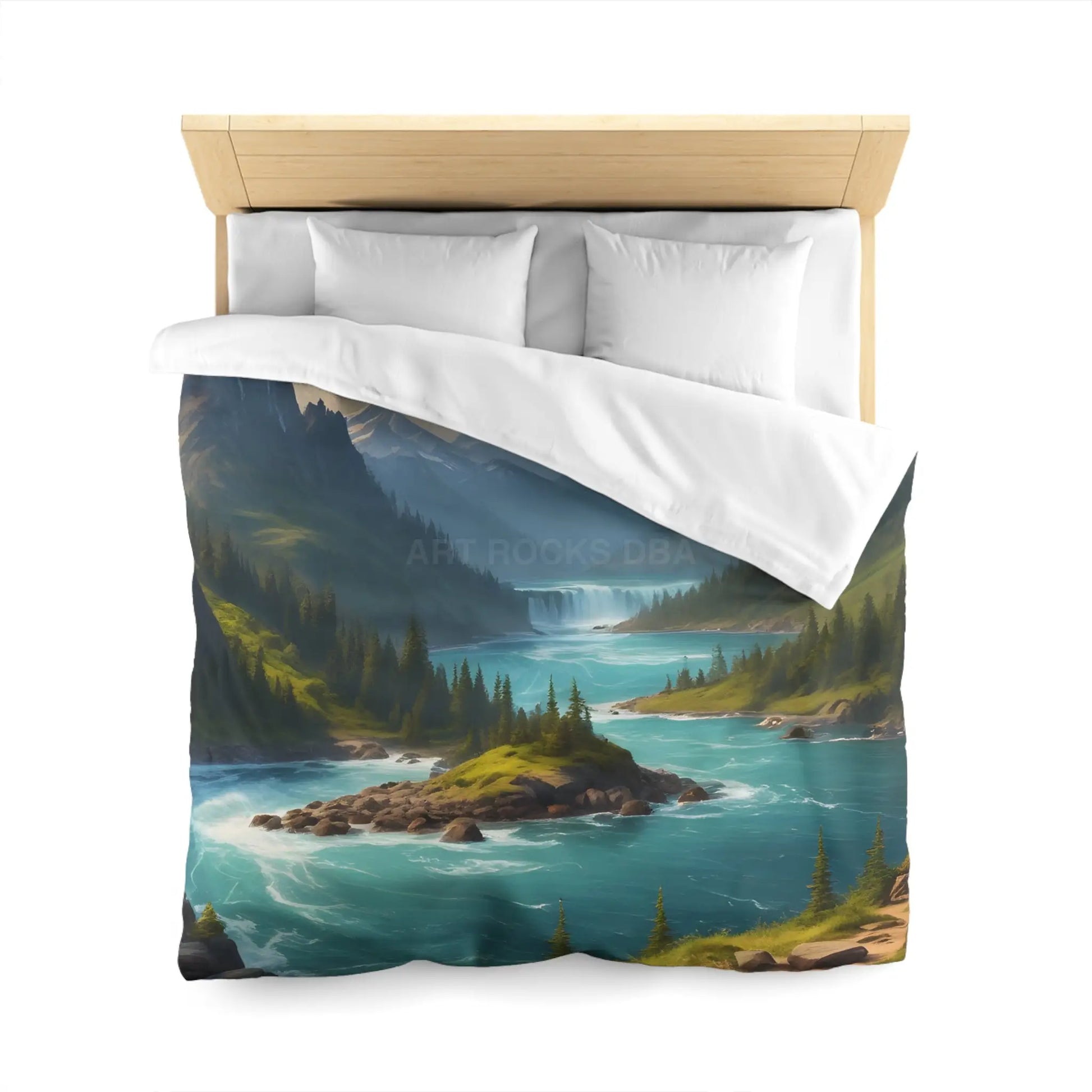Island in the River Microfiber Duvet Cover - Cozy Nature-Inspired Bedding - Home Decor