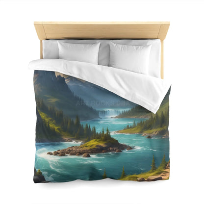 Island in the River Microfiber Duvet Cover - Cozy Nature-Inspired Bedding - Home Decor