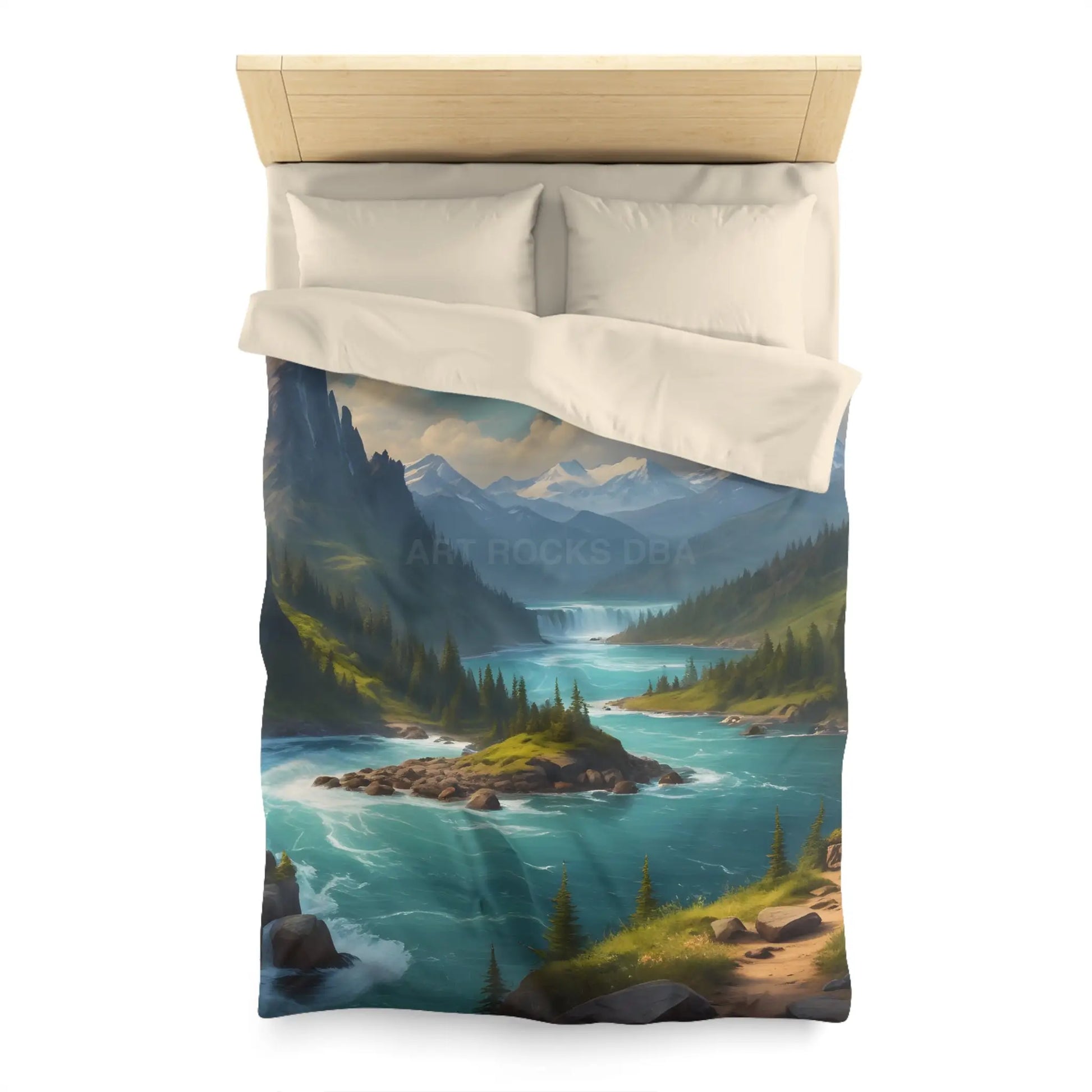 Island in the River Microfiber Duvet Cover - Cozy Nature-Inspired Bedding - Home Decor
