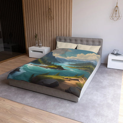 Island in the River Microfiber Duvet Cover - Cozy Nature-Inspired Bedding - Home Decor