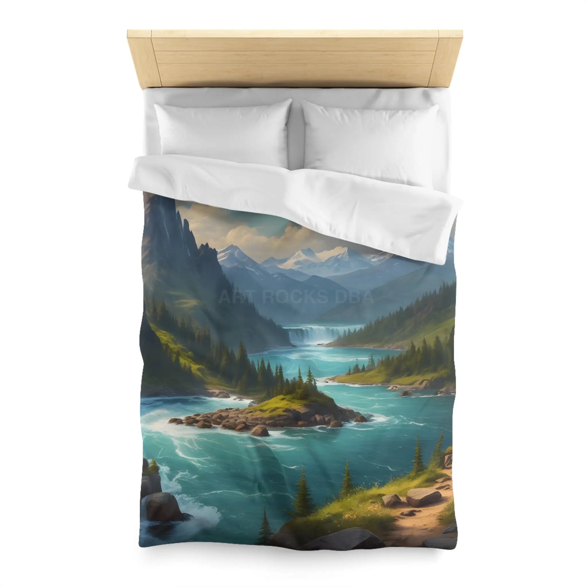 Island in the River Microfiber Duvet Cover - Cozy Nature-Inspired Bedding - Home Decor