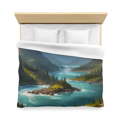 Island in the River Microfiber Duvet Cover - Cozy Nature-Inspired Bedding - Home Decor