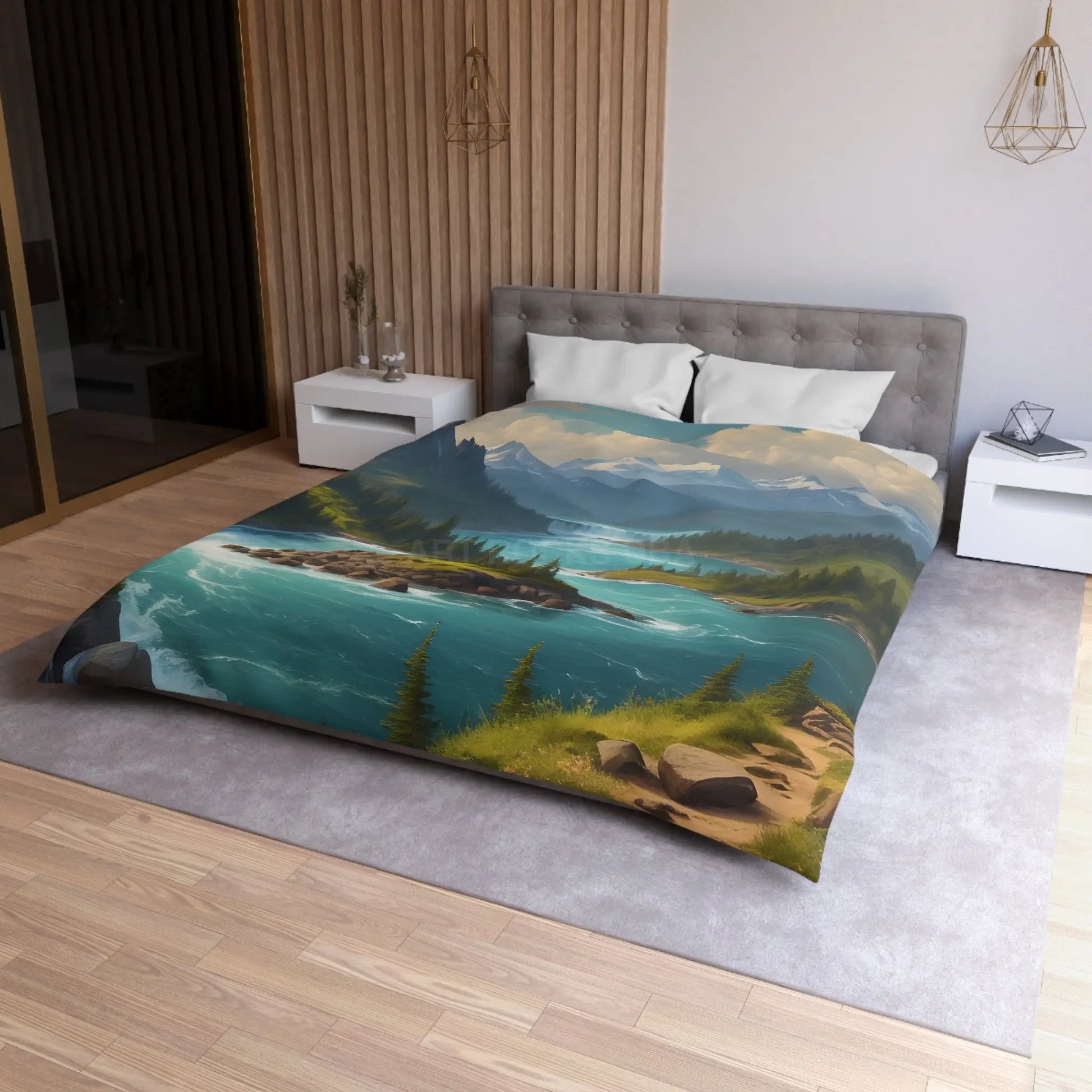 Island in the River Microfiber Duvet Cover - Cozy Nature-Inspired Bedding - Home Decor