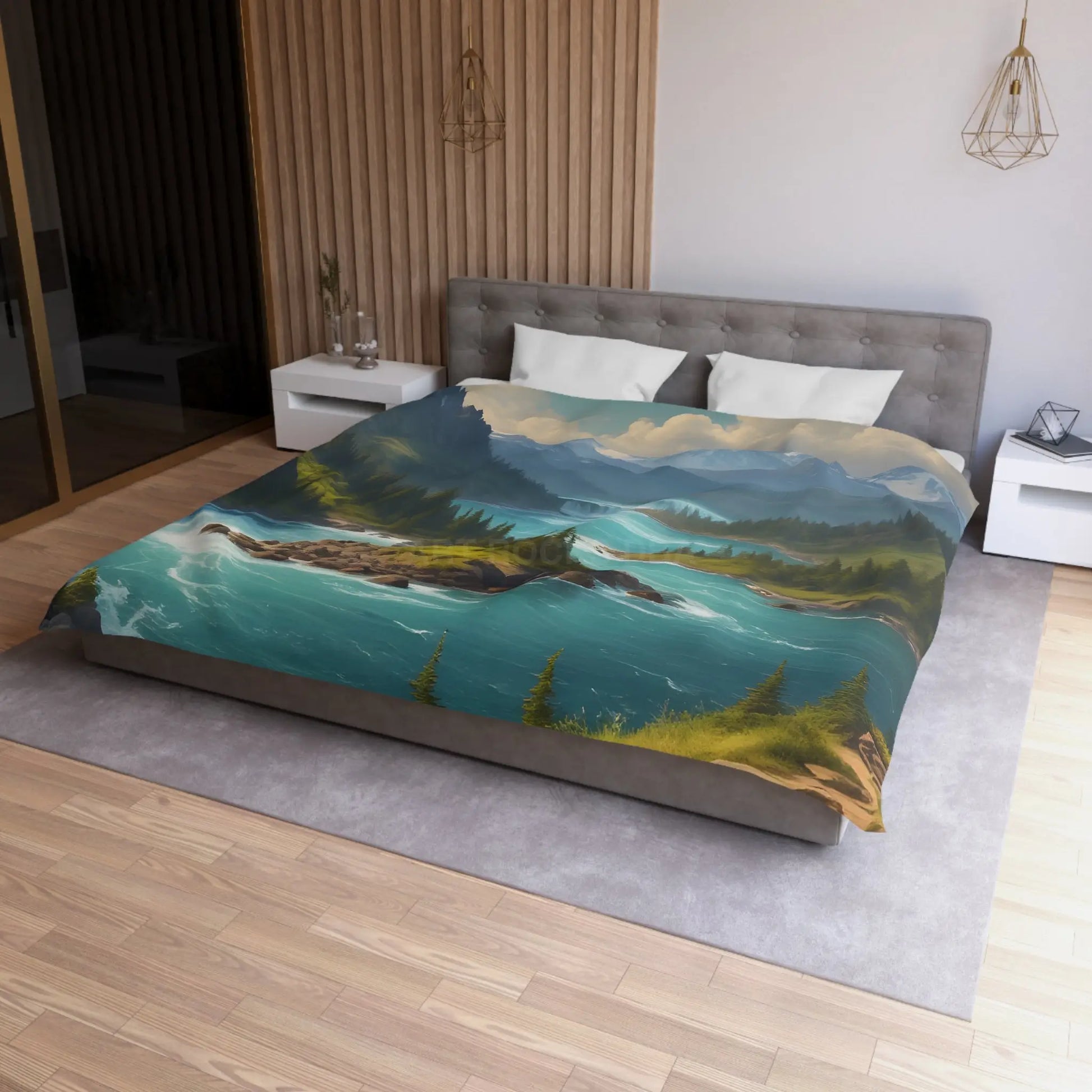 Island in the River Microfiber Duvet Cover - Cozy Nature-Inspired Bedding - Home Decor