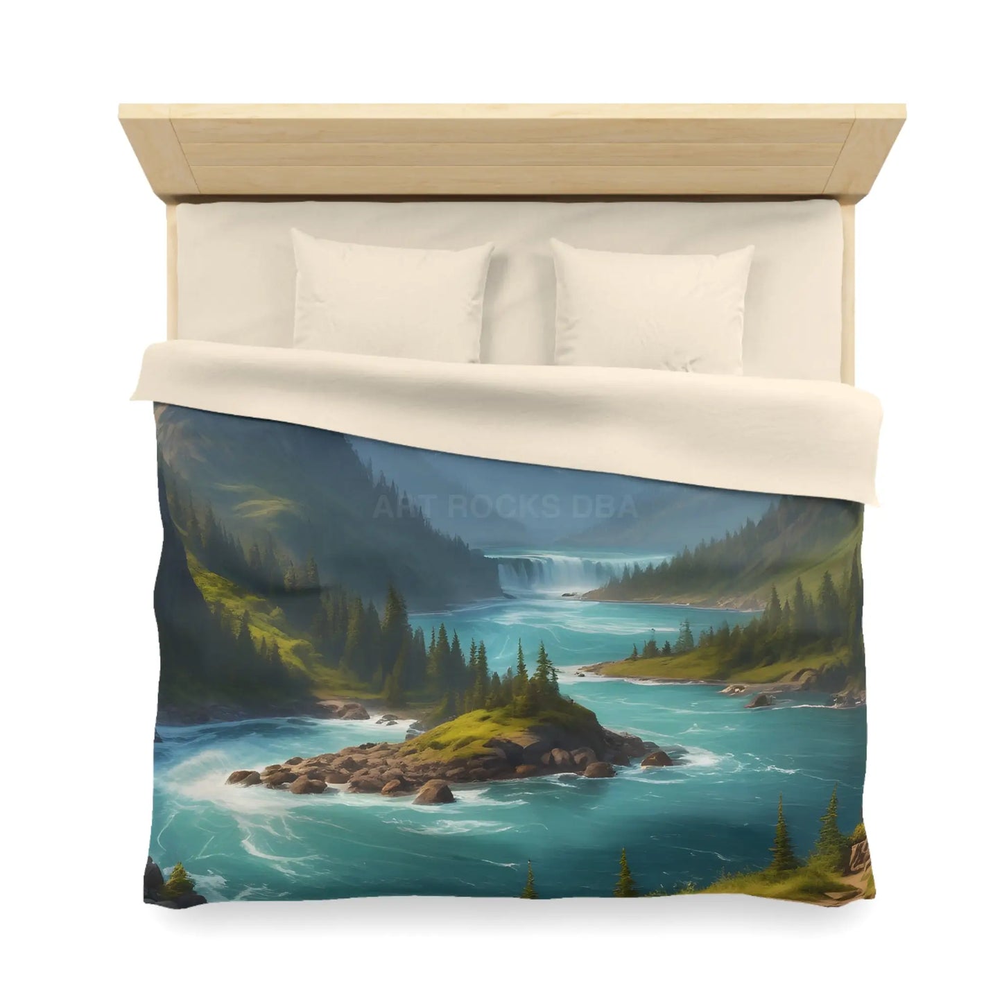 Island in the River Microfiber Duvet Cover - Cozy Nature-Inspired Bedding - Home Decor